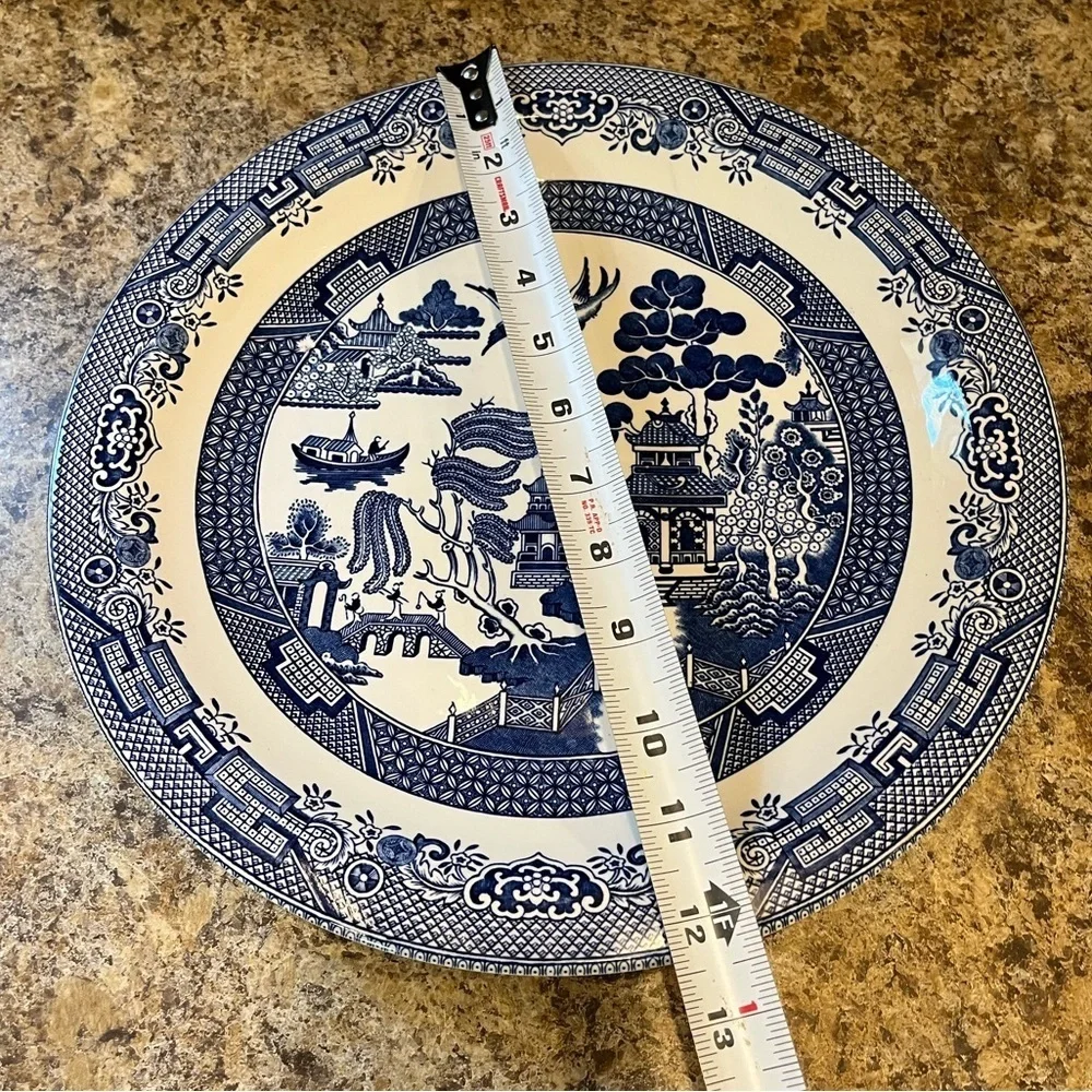 Churchill Blue Willow Blue and White Platter 12” Made in England